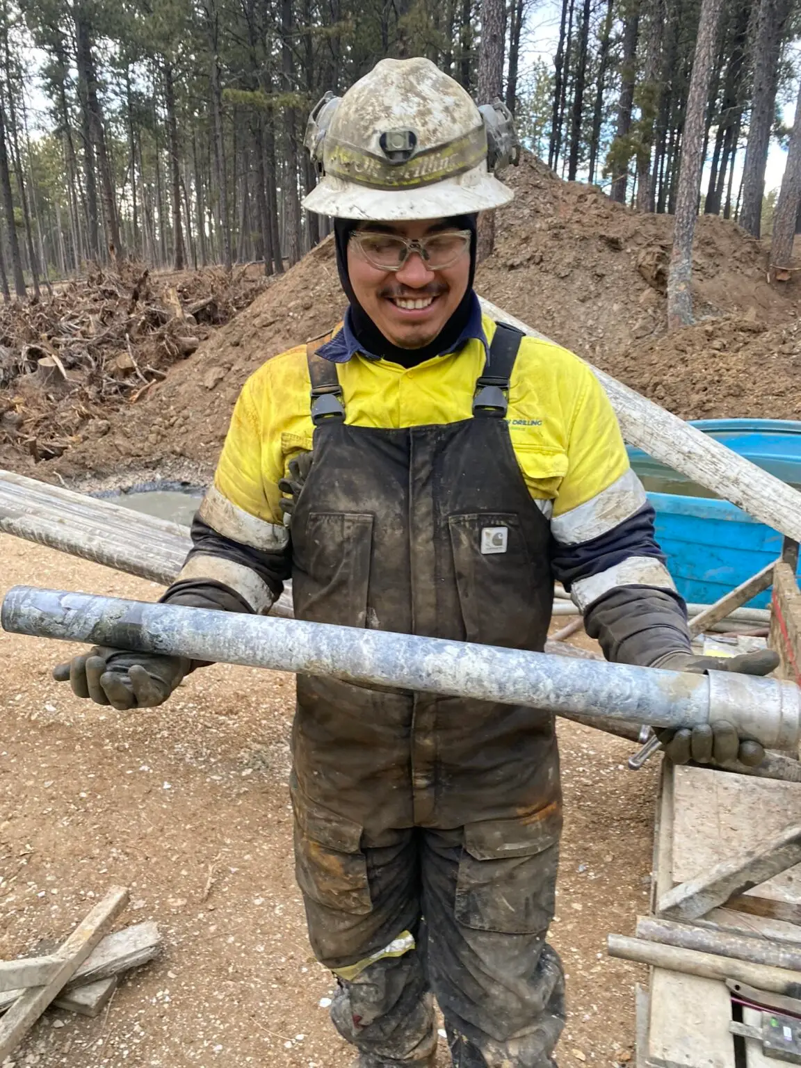 Employee holding core sample in the Black Hills Region