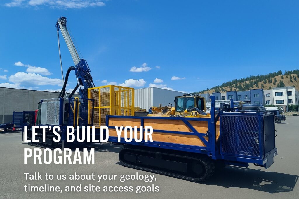 Track-mounted diamond core drill rig ready for deployment